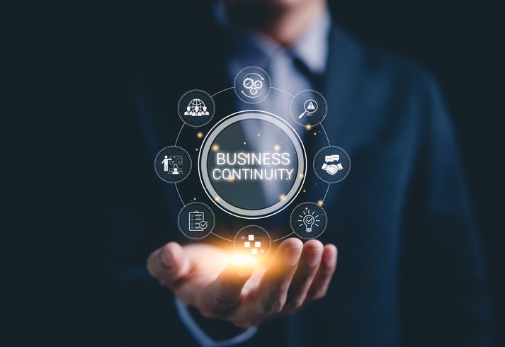 Business continuity concept with digital icons.